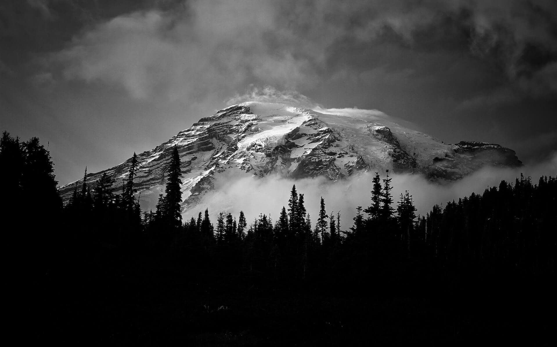 Mountains landscape black and white